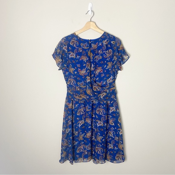 NWT Sam Edelman Blue Paisley Print Short Sleeve Mini Dress - Picture 1 of 8